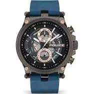 Police Taman Blue Leather Strap Watch